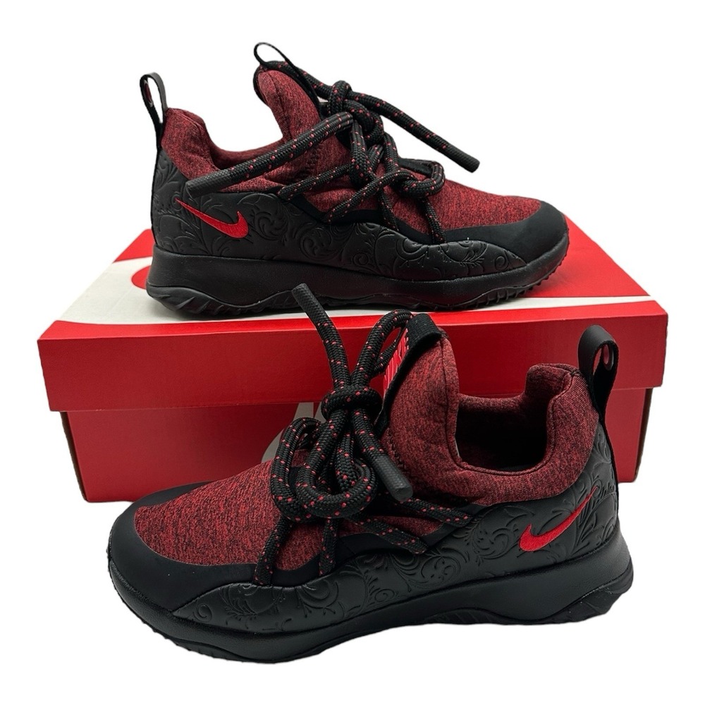 Nike City Loop Floral Shoes‎ Womens 8.5 Black/University Red Sneakers AJ1694-001